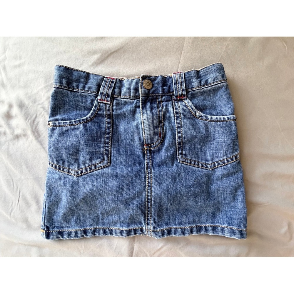 Gymboree Girls Blue Denim Skort Size 5 Adjustable Waist Cotton Jean Skirt Shorts
